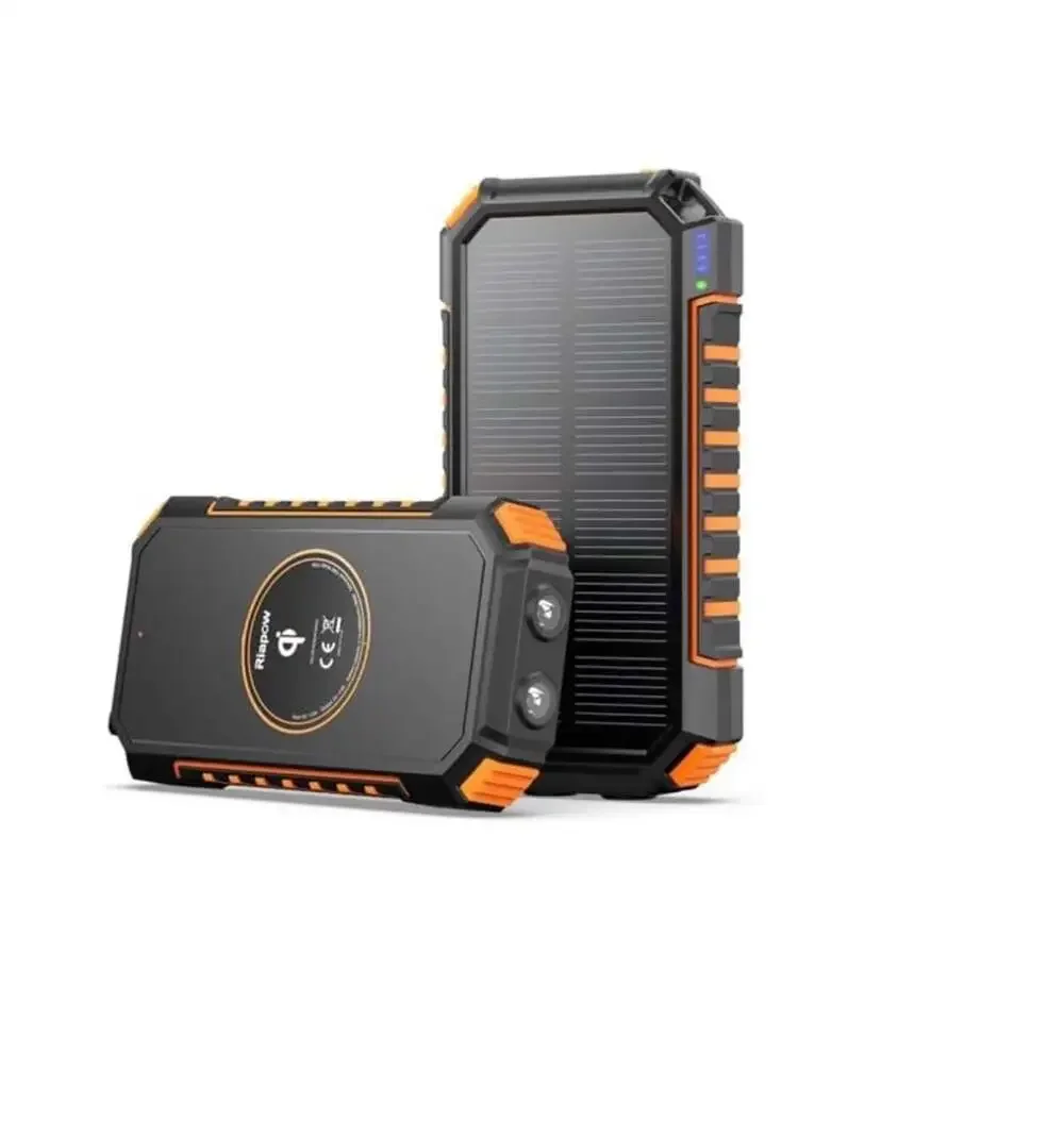 Riapow 26800mAh Solar Power Bank with Wireless Charging and Flashlight